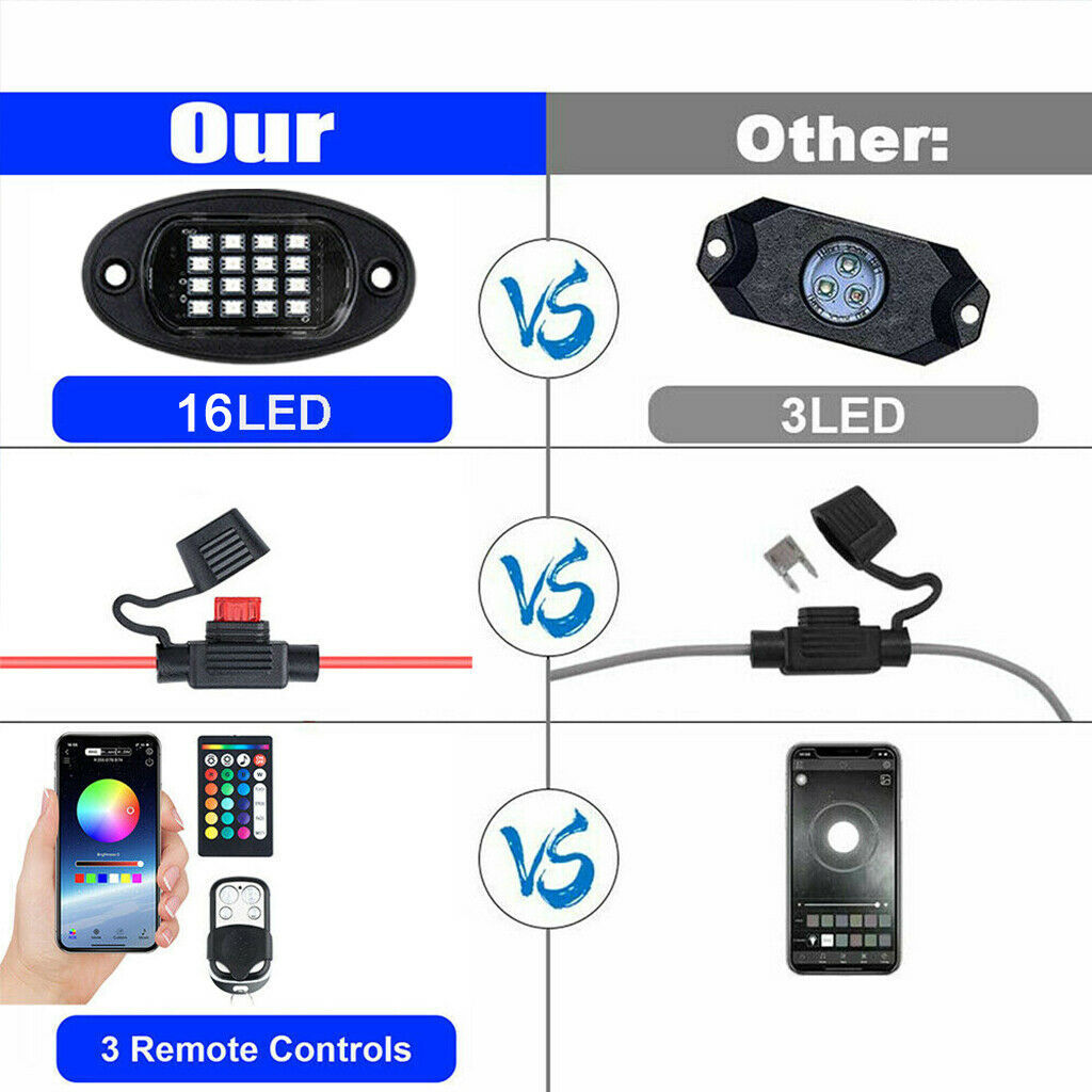 Un remolque seis luces de chasis bluetooth colorido un remolque seis luces de atmósfera RGB doble control remoto un remolque ocho luces de atmósfera APP off-road image 5