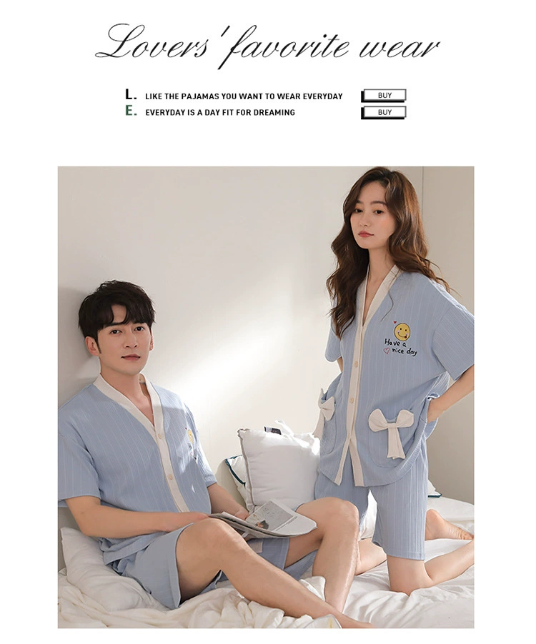 silk pajama set SLPBELY Lover Pajamas Set Homesuit Summer Short Sleeve Cute Couple Nightwear Pyjamas With Shorts Men Women Loungewear Sleepwear cotton pjs