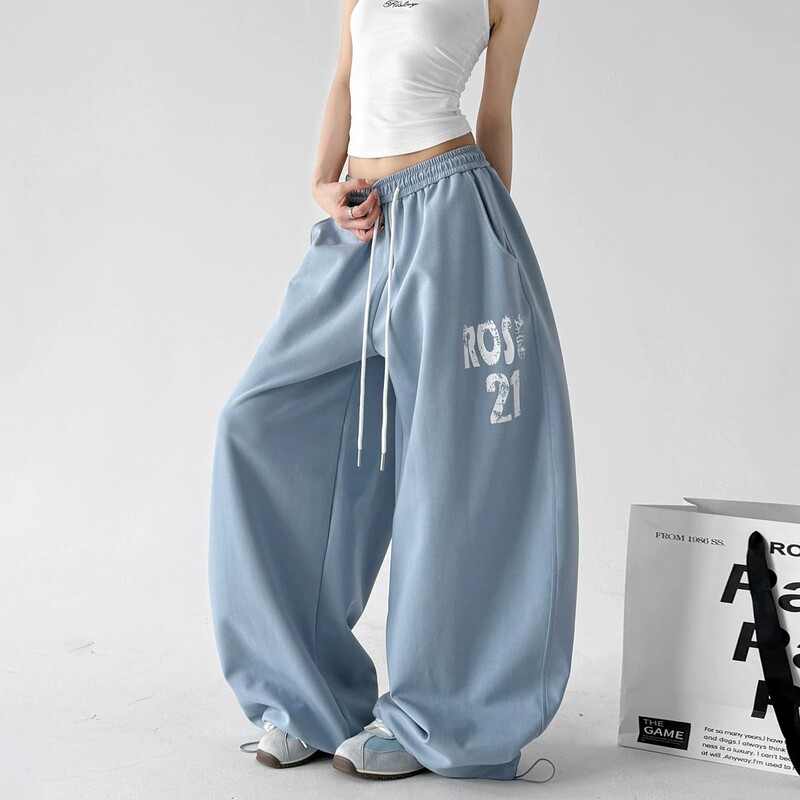 American Retro Printed Sweatpants for Men and Women, 2026 Summer New Style, Loose Fit, Versatile Wide-Leg Casual Pants