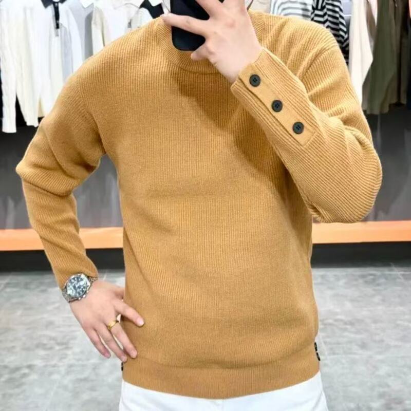 Autumn Men's Explosive Knitted Sweater Trend Personalized All-match Casual Simple Fashion Round Neck Long Sleeve High-grade Sweater