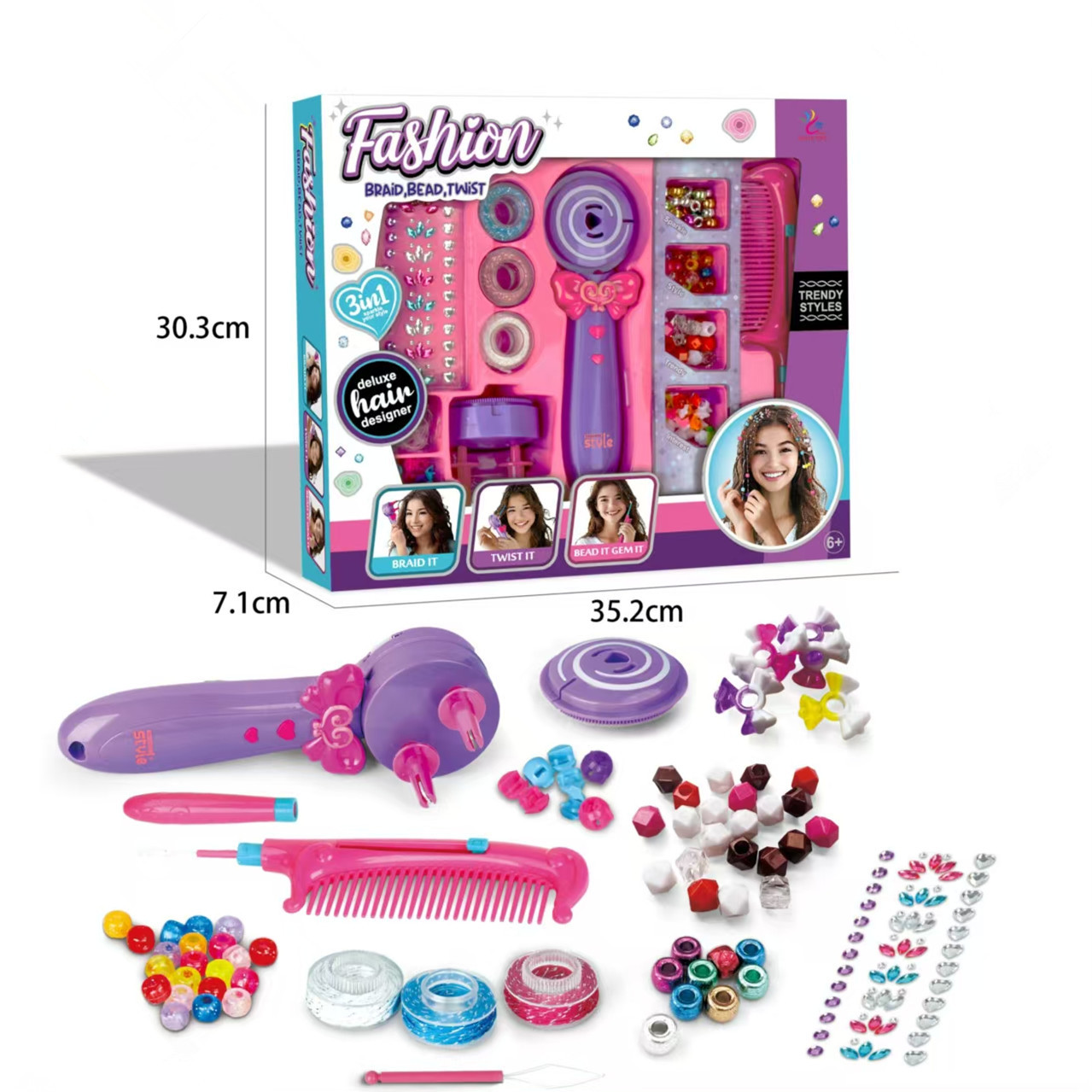 Dispositivo de trenzado de cabello mágico eléctrico transfronterizo Dispositivo de trenzado de cabello trenzado de tres hilos Dispositivo de trenzado de cabello trenzas atan trenzas sucias juguetes para niños