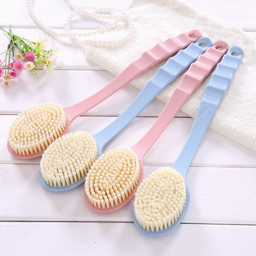Single-sided long-handled soft-bristled bath brush, mud rub, bath brush, back rub, no need to ask for help, bath ball brush