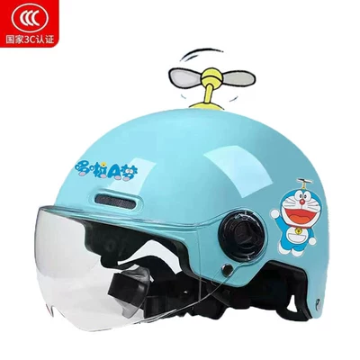 Motosiklet kaskı (dəbilqə) | electric scooter helmet, suitable for boys and girls - 3c-childrens-diy-light-blue-yellow-windmill-transparent-one-size-fits-all