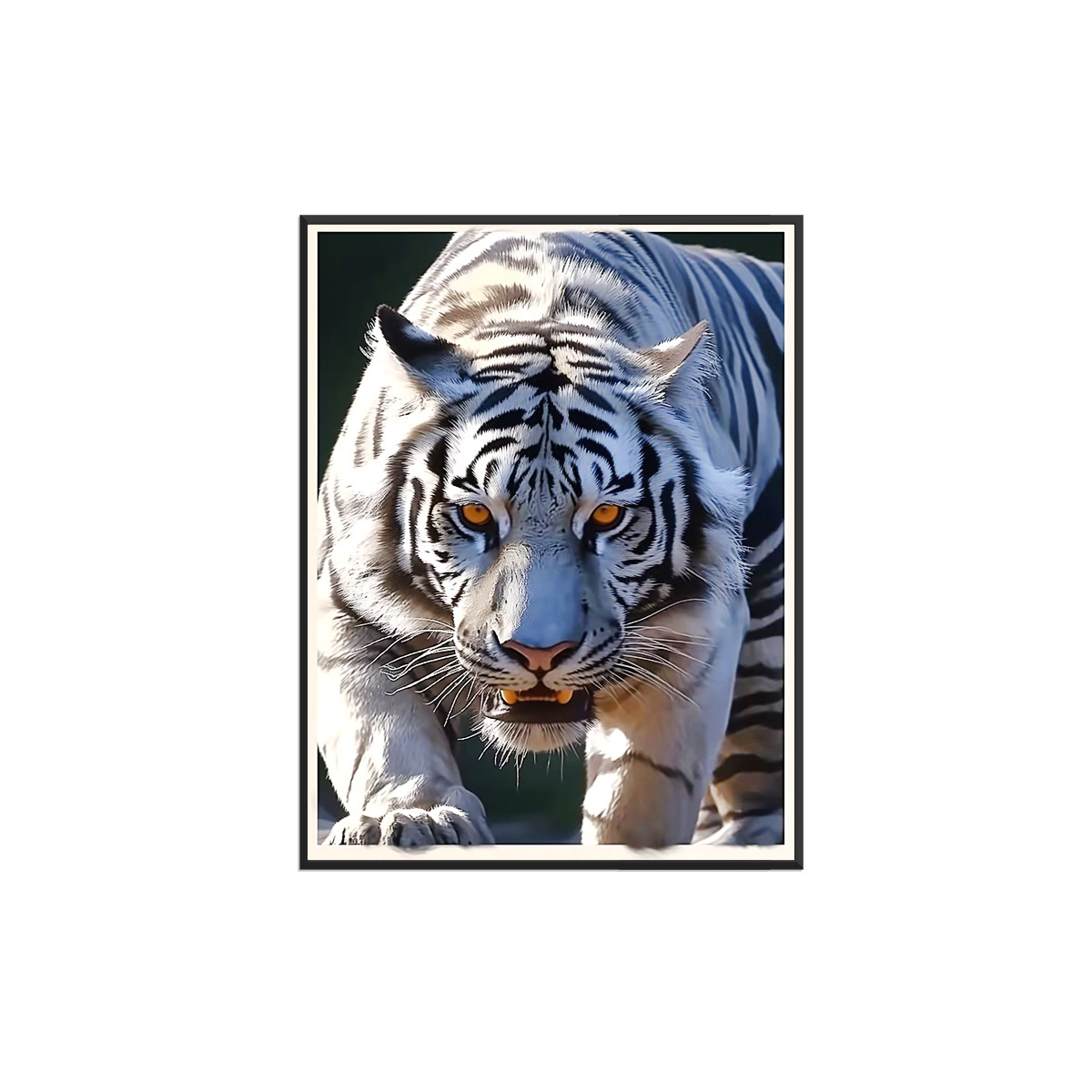 Mona Lisa real bordado de cruz tigre blanco nuevo estilo animal arte moderno sala de estar decoración pintura bordada de hilo a mano image 5