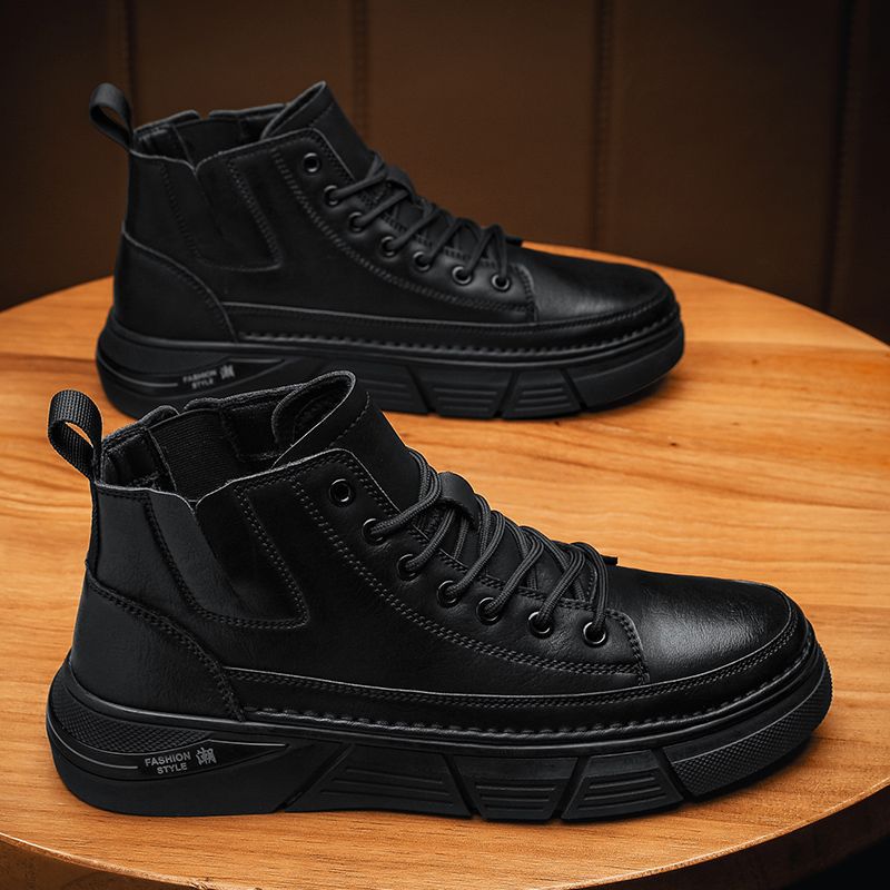 工装靴男高帮秋冬新款黑色英伦风马丁靴厚底防滑耐磨登山切尔西靴