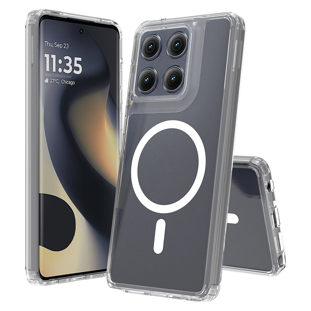 Moto Edge 60 transparente a prueba de caídas 2 - en - 1 caja de teléfono resistente a arañazos Magsafe cubierta de absorción magnética