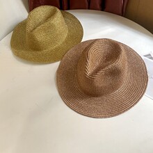 金色巴拿马草帽女新款夏季遮阳防晒银色礼帽男百搭爵士帽跨境热销