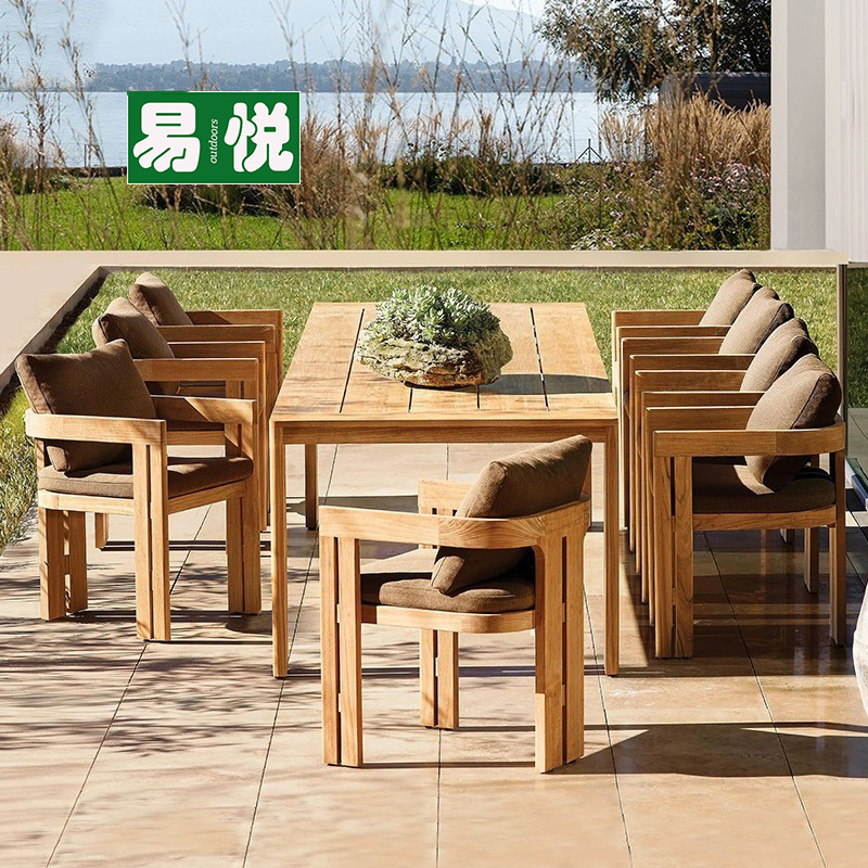 Aluminio patio chalet terraza muebles de ocio al aire libre a prueba de agua mesas y sillas de madera maciza mesas y sillas de teca al aire libre