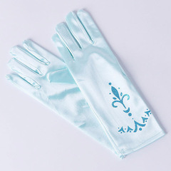 Elsa Princess Blue Floral Print Children's Glove Decoration Queen Elsa Festival Party Performance Costume