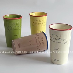 韓国ins博主同型レトロ型アルファベットカップ陶磁器カップins高颜値マグカップコーヒーカップ