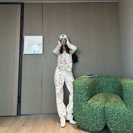 秋冬Ch小香风滑雪系列山茶花牛仔直筒长裤高腰显瘦法式2025新款