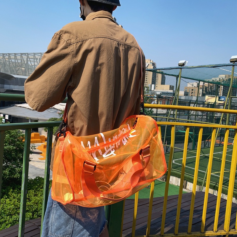 Αποσκευές παραλίας PVC διαφανές αθλητικό γυμναστήριο, μοντέρνα και δροσερή τσάντα ταξιδιού μικρών αποστάσεων, τσάντα μεγάλης χωρητικότητας_voghion.com