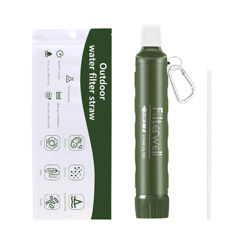 Fábrica de purificación de agua al aire libre boca paja botella de coque tornillo diente Filtro de purificación de agua paja supervivencia al aire libre ultrafiltración purificador de agua