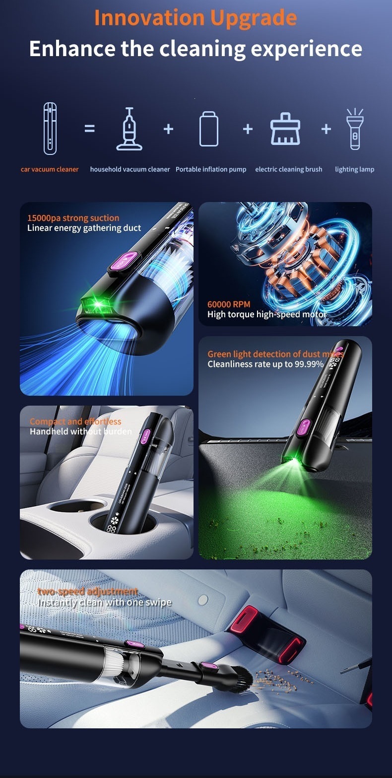 New car vacuum cleaner, multifunctional, powerful, wireless, with extra-large suction power, handheld, small size, and high power for home use