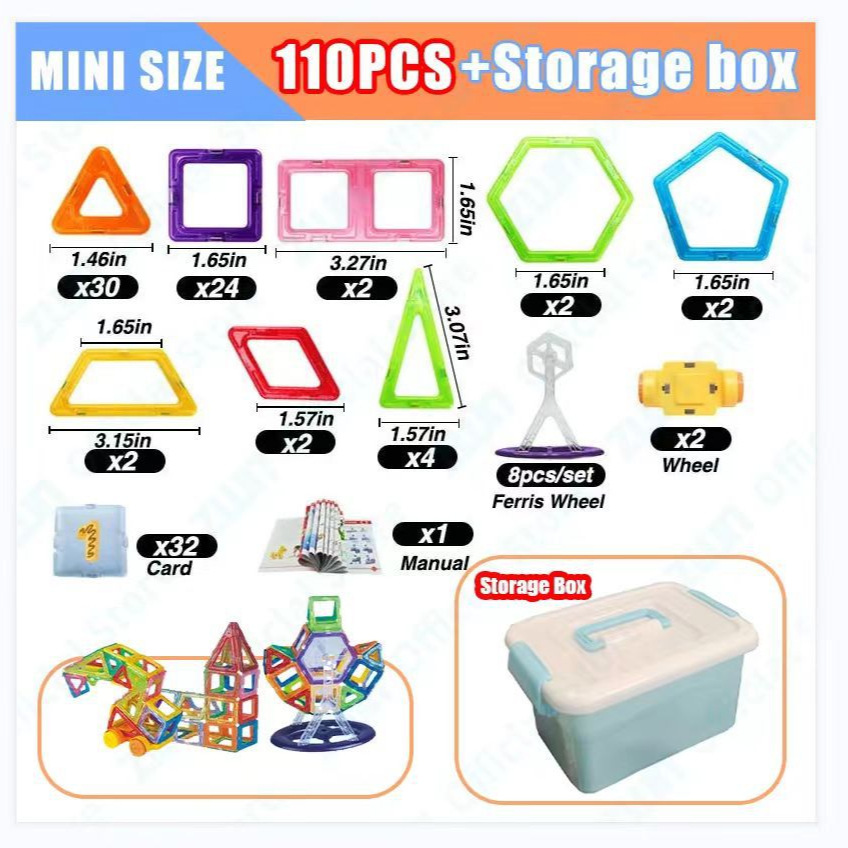 Small magnetic children's constructor, toy, set, castle