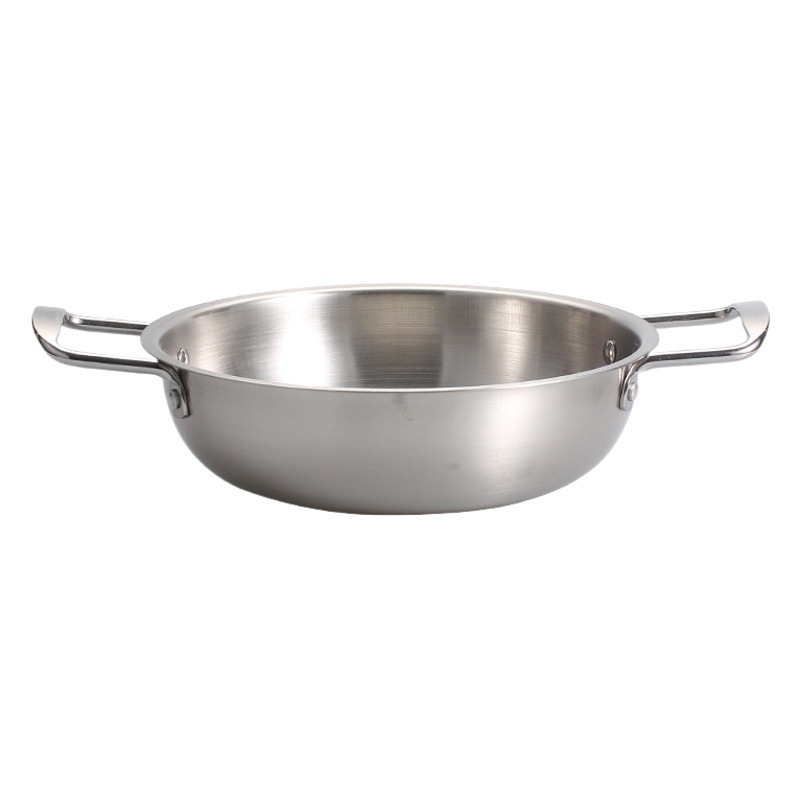 Stainless Steel Pot Seafood Dry Pot Double-Handle Golden Ramen Pot Soup Pot Instant Noodle Pot Small Hot Pot Korean Cuisine