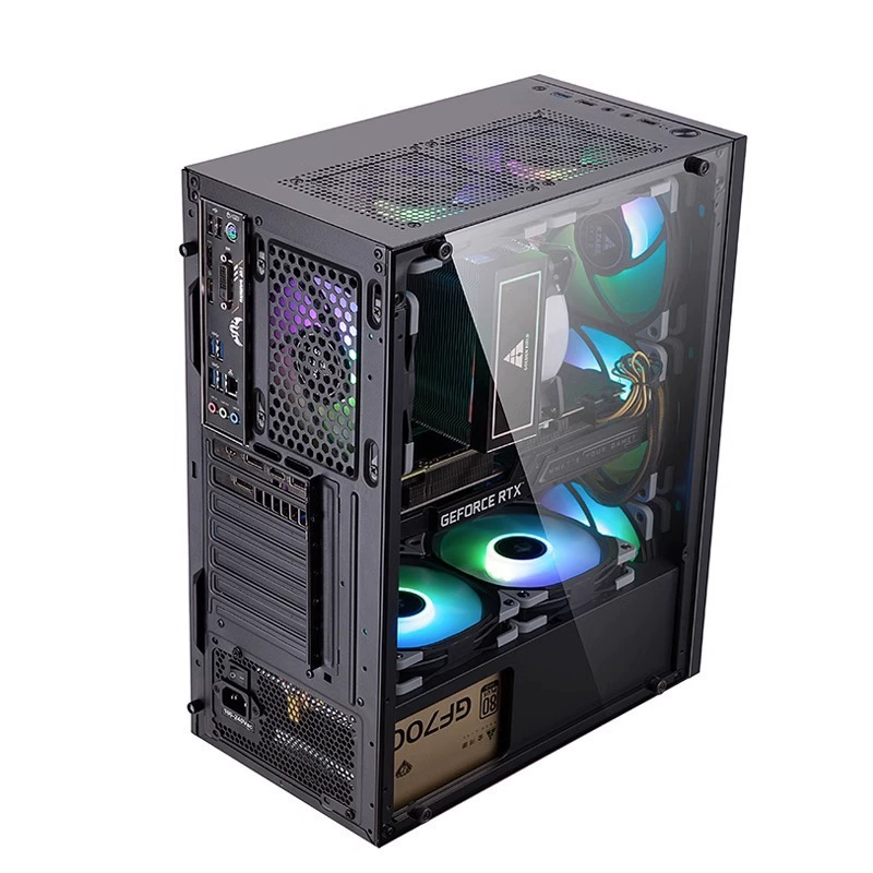 Корпус для компьютера ATX Jinhetian Fortune Shang Rui, полноразмерный, с прозрачной боковой стеклянной панелью, для офисного простого рабочего стола
