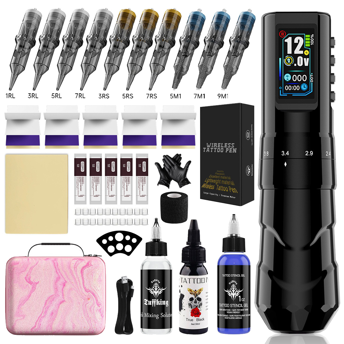 Tuffking juego de equipo de tatuaje P11 lápiz de tatuaje máquina todo en uno taza hueca inalámbrica lápiz motor línea de corte niebla image 9
