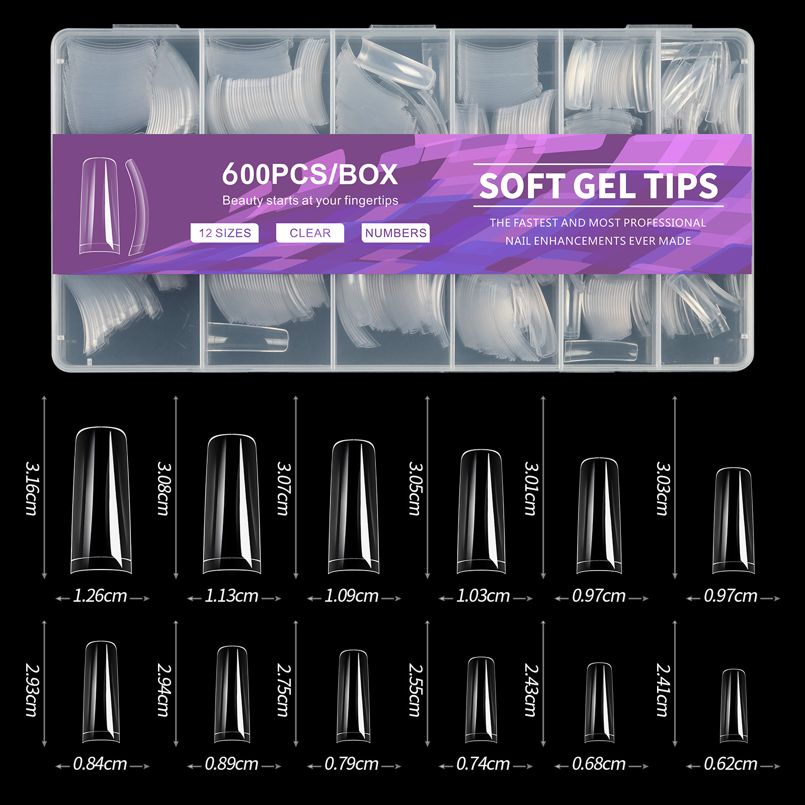 Puntas de uñas postizas populares transfronterizas para arte de uñas, puntas de uñas delgadas semimate sin necesidad de limar, estilo ballet europeo y americano, mate, 600 piezas al por mayor.