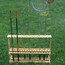 抄网鱼竿展示架渔具店货架 摆放鱼竿架 木质竹板落地式鱼竿收纳架