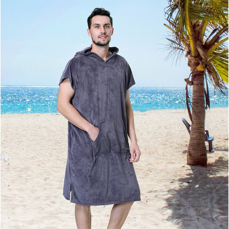 Amazon Cross-Border Quick-Dry Beach Bathrobe Hooded Bath Towel Cape Coral Fleece Men's and Women's Cloak Surf Changing Bathrobe Amazon Cross-Border Quick-Dry Beach Bathrobe Hooded Bath Towel Cape Coral Fleece Men's and Women's Cloak Surf Changing Bathrobe