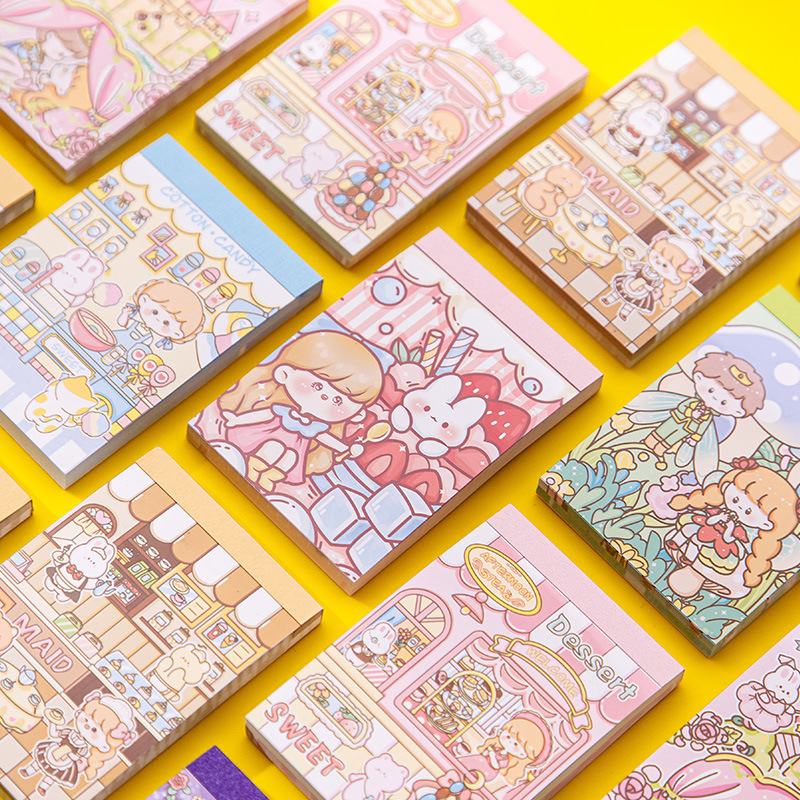 Cartoon Notebook Handwritten Diary Small Mini Portable Journal for Students Cartoon Ins Fresh Sticky Notes Message Book