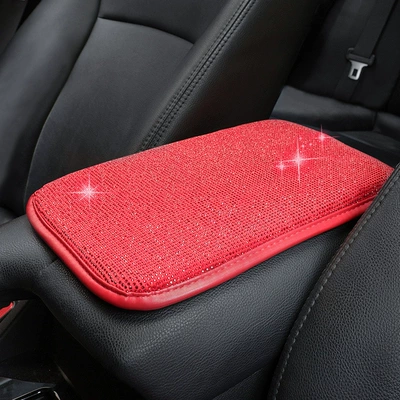 Interior Accessories, Diamond-Encrusted Car Armrest: Armrest box - red-diamond-red-diamond