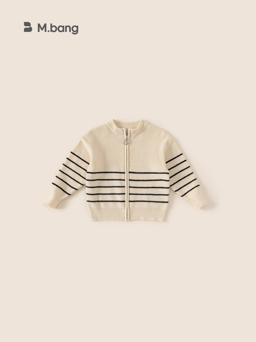 Yubao ropa para niños suéter rayado abrigo primavera y otoño nuevo chico coreano cremallera casual jersey
