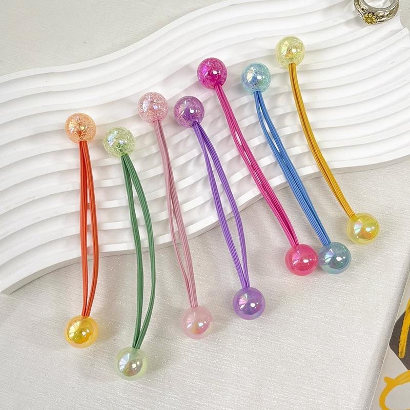 Coreana para niños explosión perla princesa doble anillo de cabello joyería para el cabello de la niña cuerda de cabello para el cabello de los estudiantes lindos tiras de goma