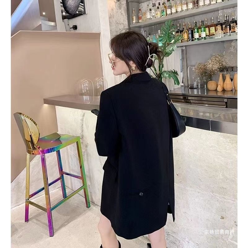 春秋新款小西装外套女小众设计感韩版后开叉休闲宽松西服|undefined