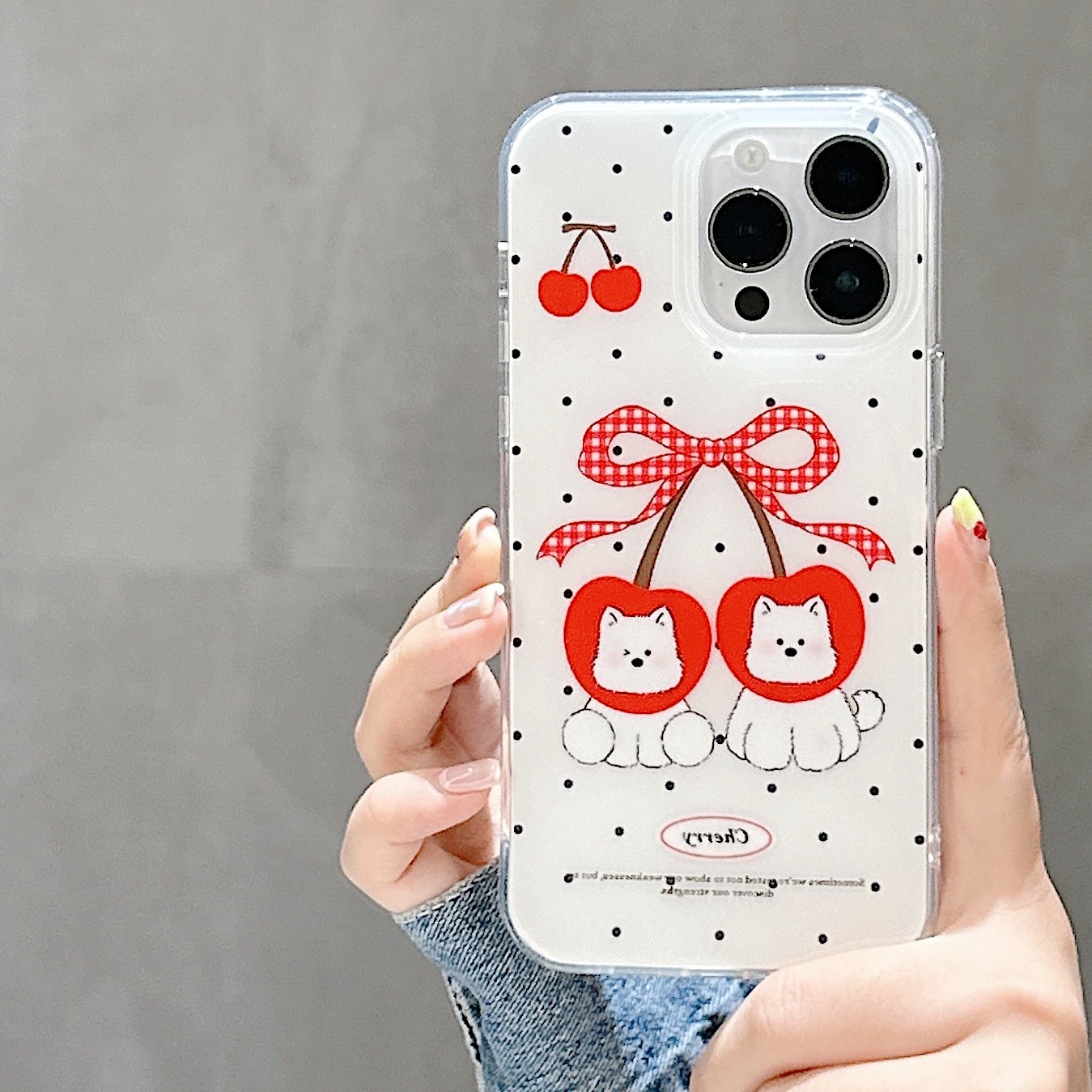 Korean Dot Cherry West Highland Adecuado para Apple 16ProMax Funda para teléfono móvil 15Pro Simple 14/13 Nuevo 15PM