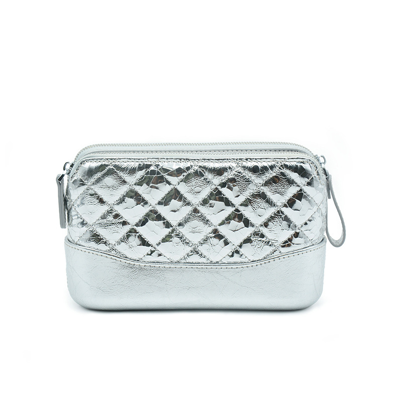 Cross-Border French Niche Quilted Chain Bag For Women New Silver Fashion Handbag Commuter Shoulder Crossbody Bag - Thumbnail 5
