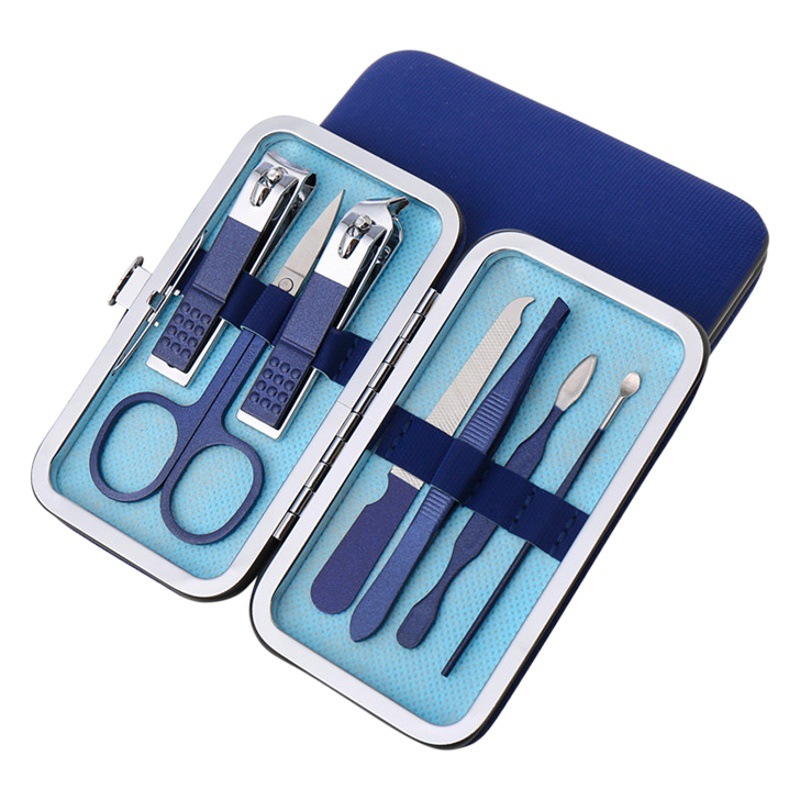 Zun TIMÓN DE ACERO INOXIDABLE traje de uñas 7-piece set logo pedicura tijeras manicura belleza alicates manicura Caja de Herramientas