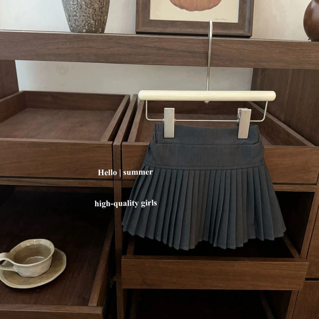 Qian Qi ropa infantil nueva falda de mitad de verano niñas bordadas con arco lavado con agua vaquero estilo extranjero A falda de mitad de mitad de mitad