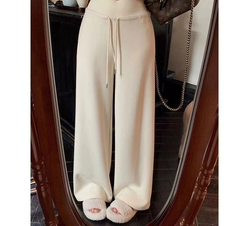 2024 новый стиль с высокой талией, ленивый и расслабляющий, чтобы тянуть веревку повседневные прямые брюки женщины другие частные женщины