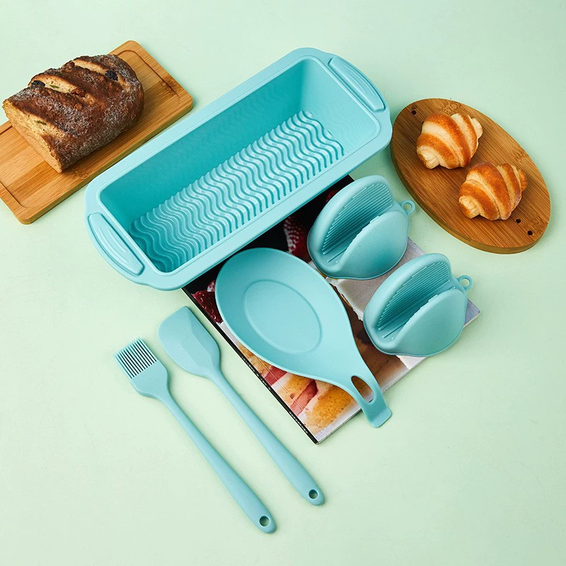 Силиконовая форма для тостов Nordic Набор из 6 предметов Форма для торта с защитой от ожогов Зажим Ложка Pad Масляная щетка Скребок костюм Домашний пекарь