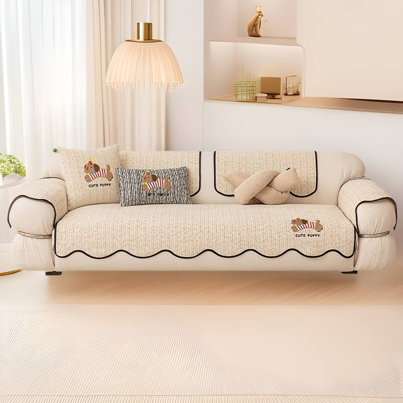 Chenille Special-shaped Sofa Cushion Four Seasons Universal Non-slip 2025 New Irregular One-piece Straight Row Cushion Cover