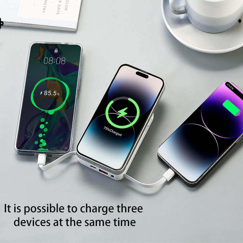 新型私模10000ミリアンペア磁気吸引無線充電宝自帯線金双方向超速充移動電源|undefined