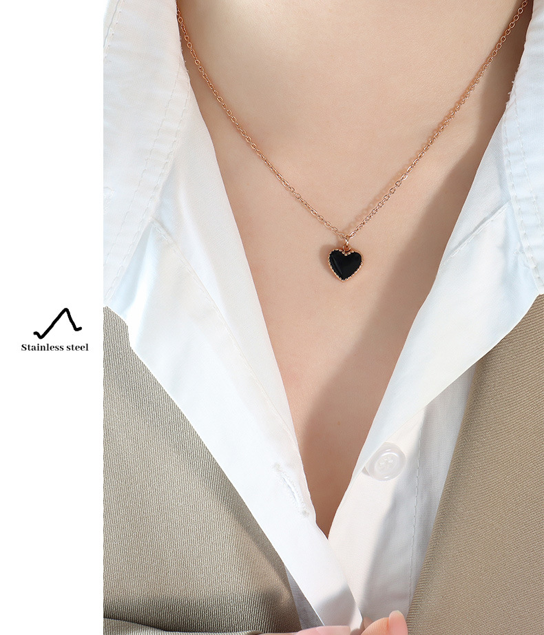 Fashion Heart Shape Arylic Titanium Steel Enamel Necklace 1 Piece
