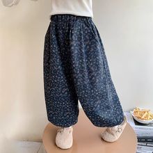 女童碎花奶奶裤秋冬加厚女宝加绒裤子2024新款洋气儿童冬季灯笙陇