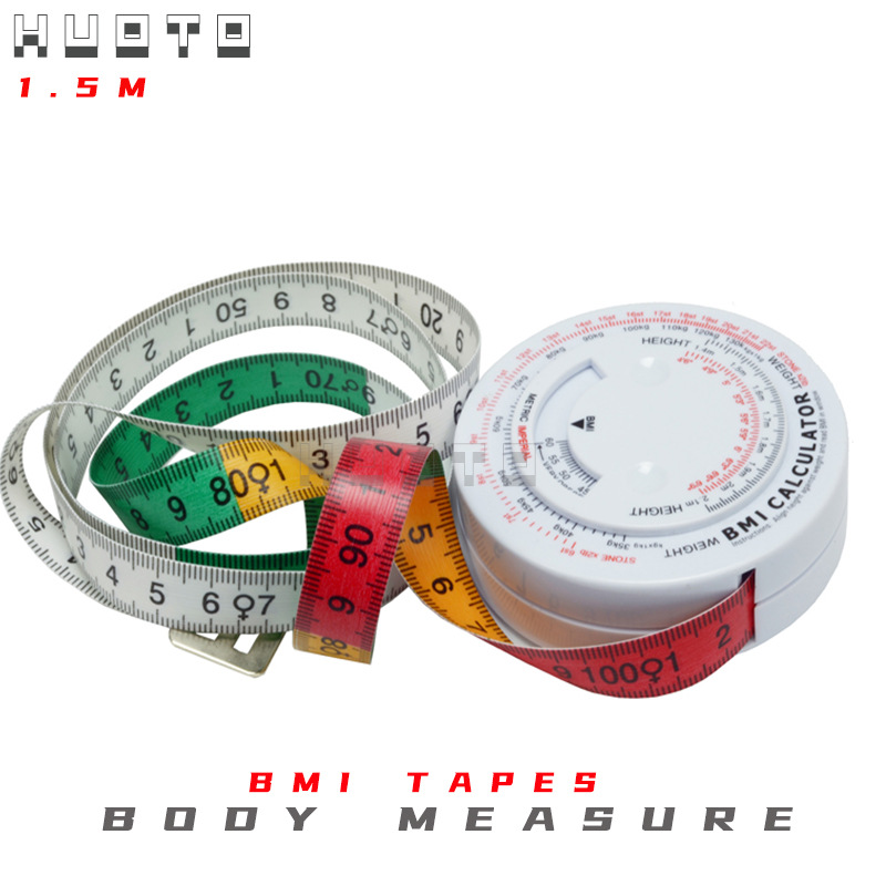 HUOTO 1.5M圆形BMI卷尺 公制/公英制三围尺彩色健康卷尺热卖