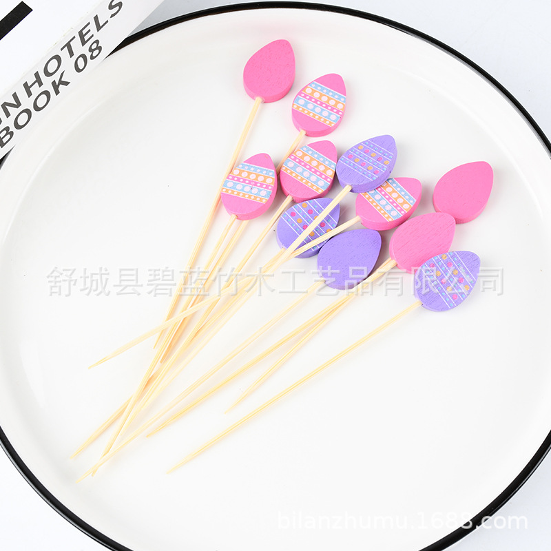 Balón creativo horquilla de fruta artística camellia etiqueta de cóctel creativa etiqueta de fruta etiqueta de sushi etiqueta al por mayor en stock