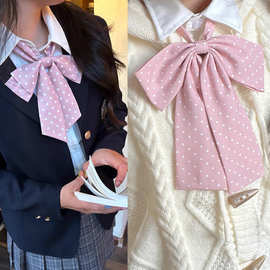 大大免打波点直条巾长柄领结JK制服蝴蝶结领花衬衫水手服配饰少女