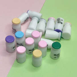 潮玩娃娃机仿真微缩牛奶瓶子 diy食玩直播迷你立体树脂玩具礼品