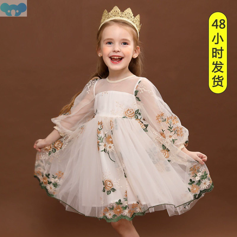 Весенне-осенние платья принцессы для девочек, одежда с длинными рукавами