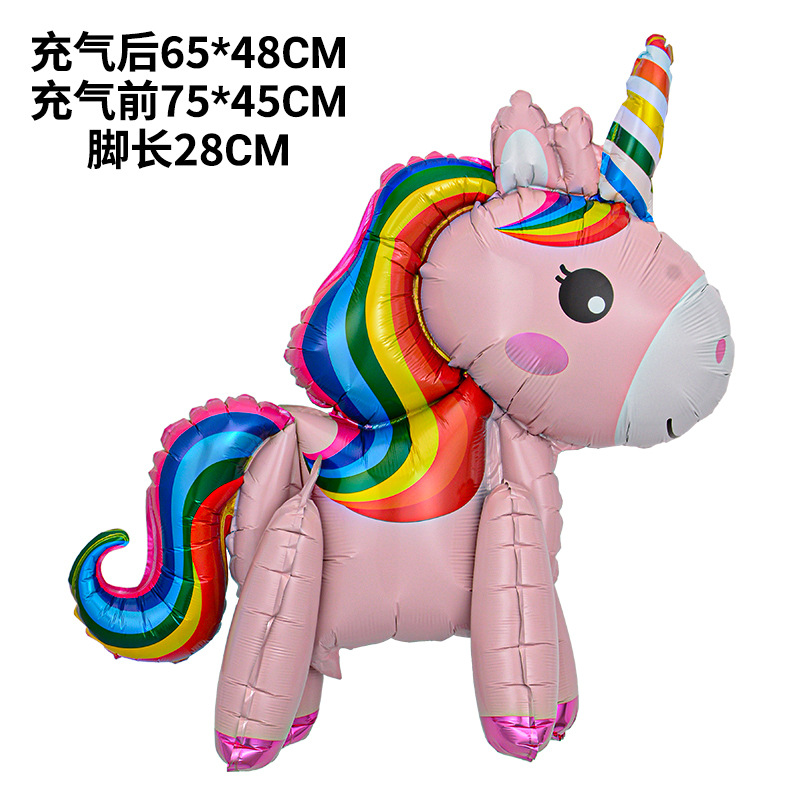 Dibujos animados montaje tridimensional unicornio película de aluminio globo 3D pony Baoli decoración de escena de cumpleaños para niños globo