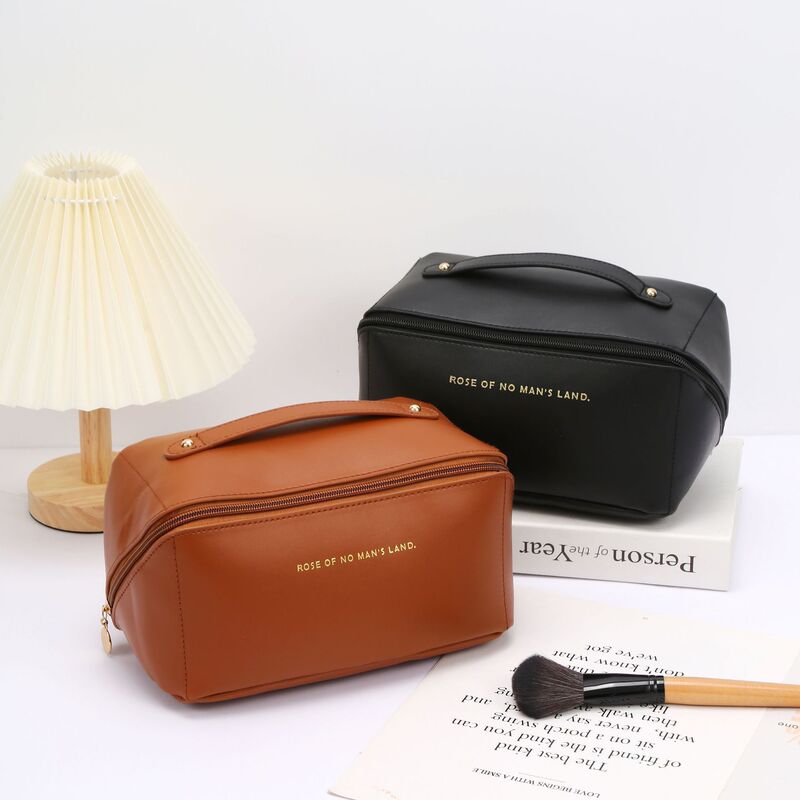 New pu leather cosmetic storage bag large capacity pillow cosmetic bag travel portable women's wash bag