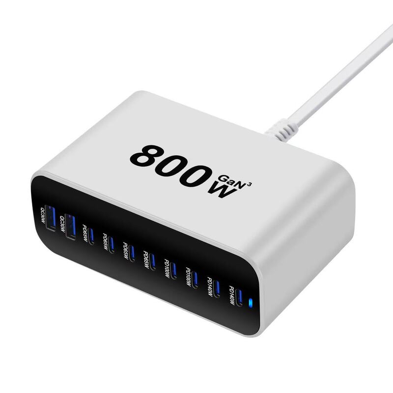 现货跨境800W氮化镓桌面充 pd140w充电器多口超级快充桌面充电站|undefined