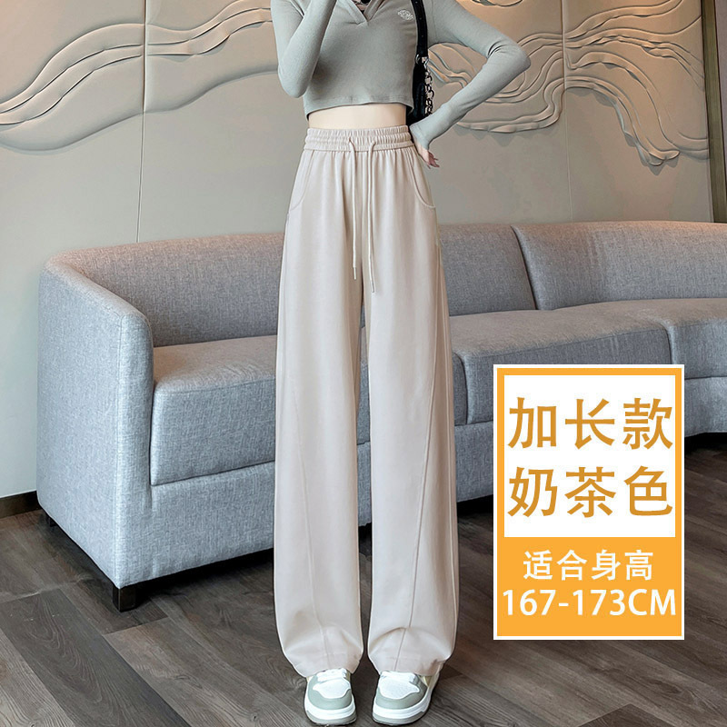 香蕉阔腿裤女春秋薄款休闲小个子新款高腰夏季窄版灰色直筒运动裤|undefined