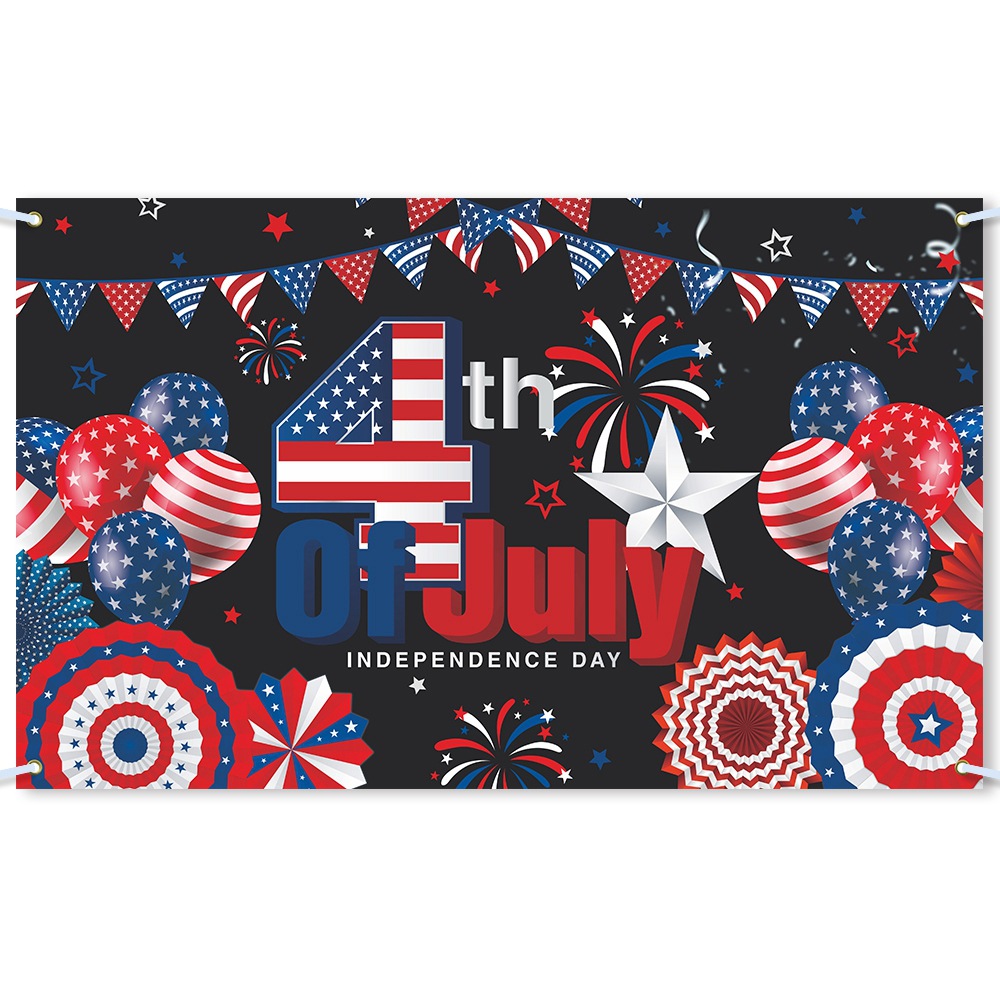 Paño de fondo de decoración de fiesta del día de la independencia de EE. UU. Nuevo transfronterizo 4th of July banner de decoración de fondo de fiesta